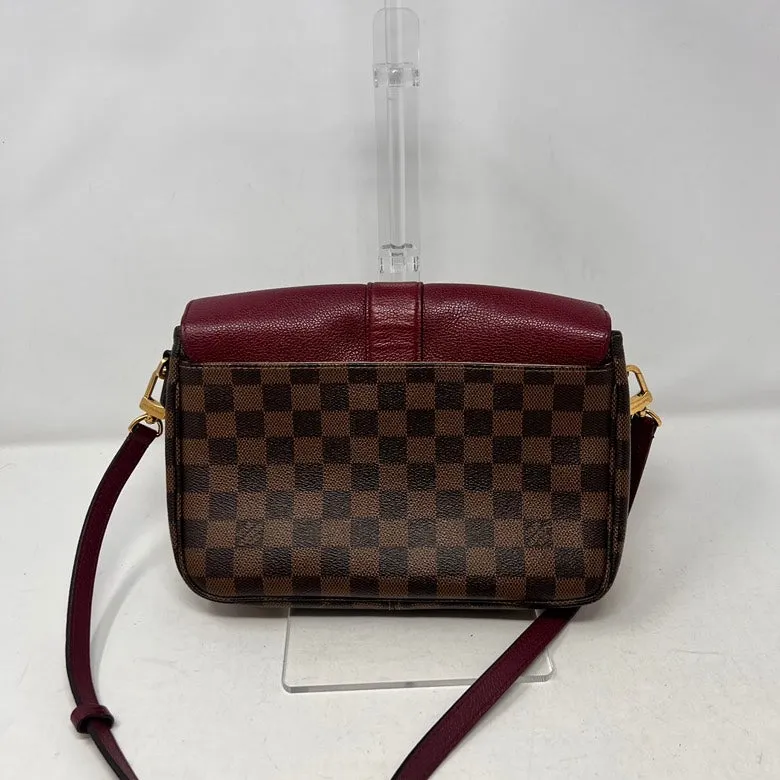 Preloved Louis Vuitton Damier Ebene Leather Crossbody Bag AF521 - Burgundy