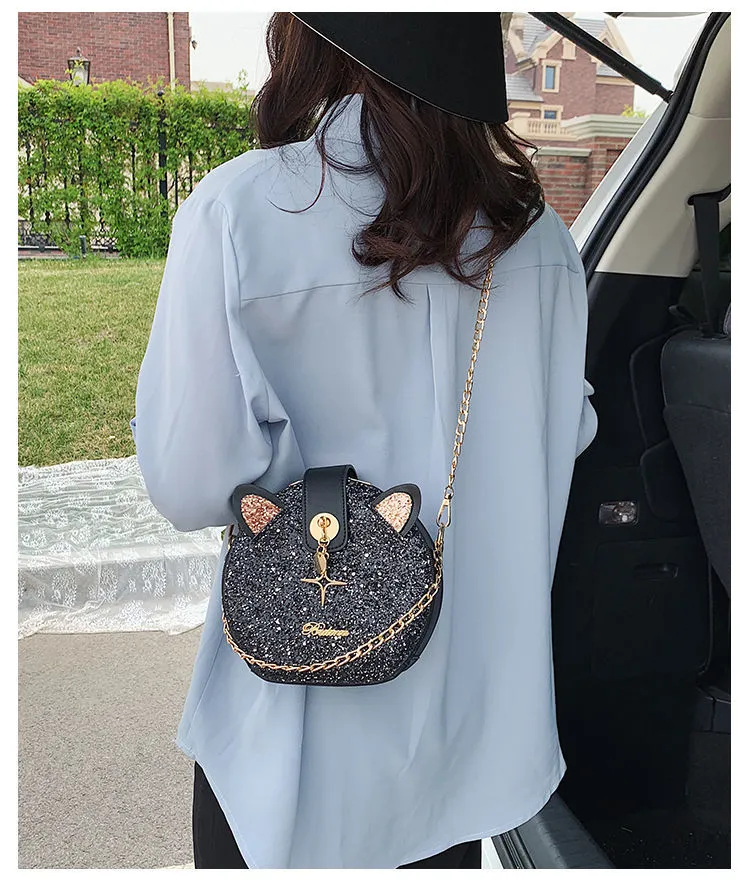 PU Bling Chain Strap Crossbody Bag