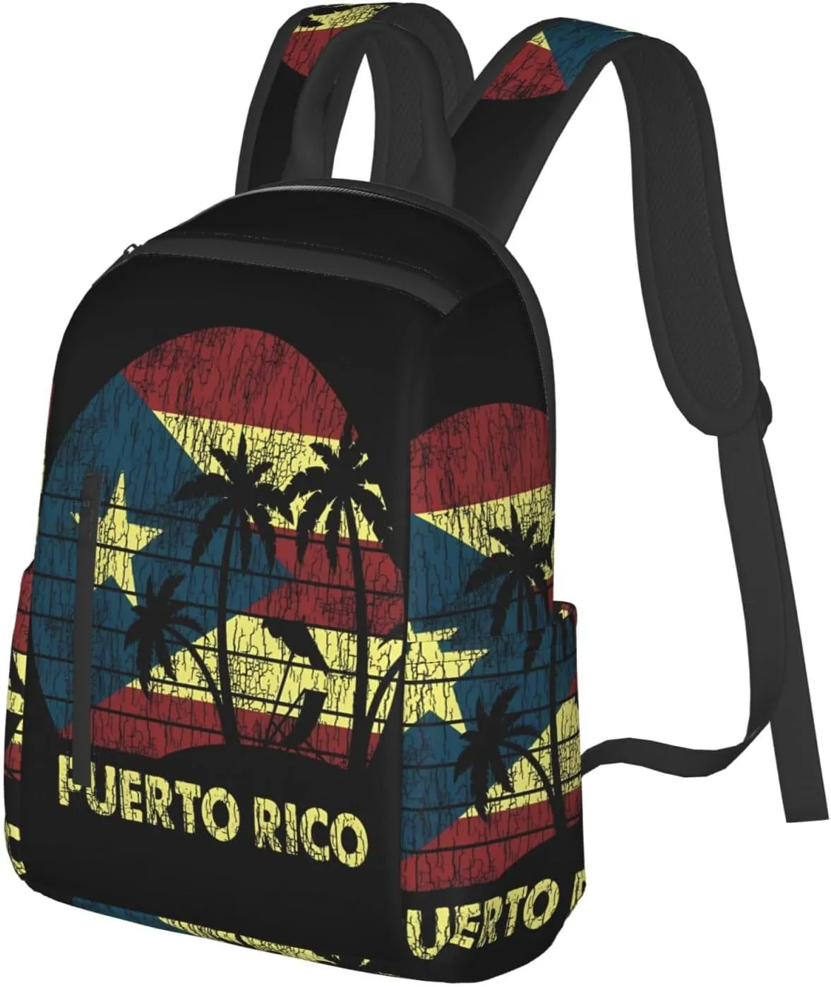 Puerto Rico Palm Trees Boricua Pride Travel Backpacks Casual Laptop Backpack Sport Rucksack Large Capacity Daypack Multi-Pockets Adjustable Strap Bag for Working Hiking