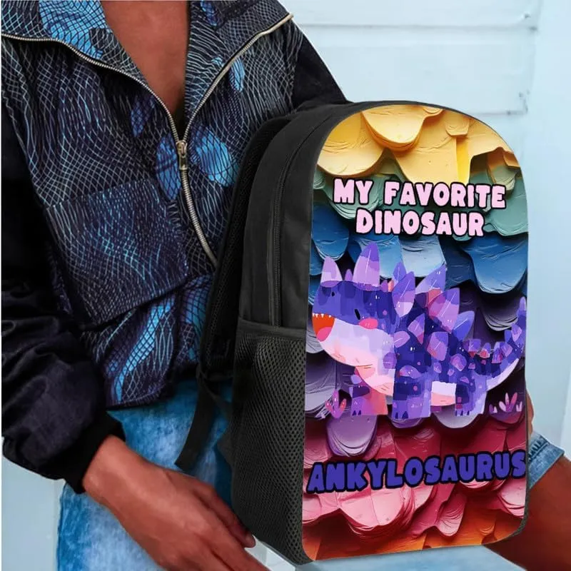 Purple Ankylosaurus Baby Purple Ankylosaurus Baby Backpack Cartoon Dinosaur School Bags for Girls with Lunch Bag with Pencil Case 3-Pieces for Teens Boys Girls School