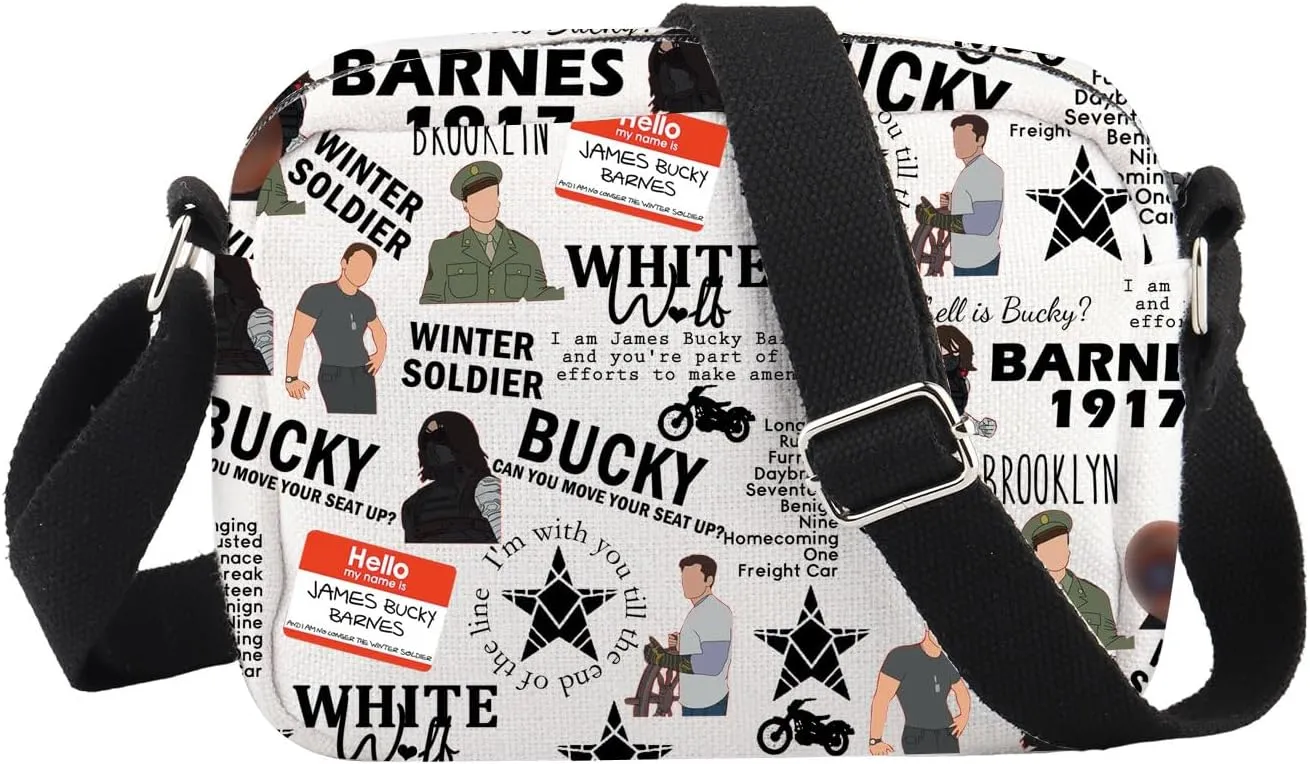 PWHAOO Bucky Inspired Gift Bucky Quotes Crossbody Bag Winter Soldier Travel Bag Barnes Fan Club Gift Bag