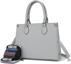 Qiyuer Medium Handbags For Women Vegan Leather Purses Set Satchel Tote Bags With Matching Wallet 2pcs