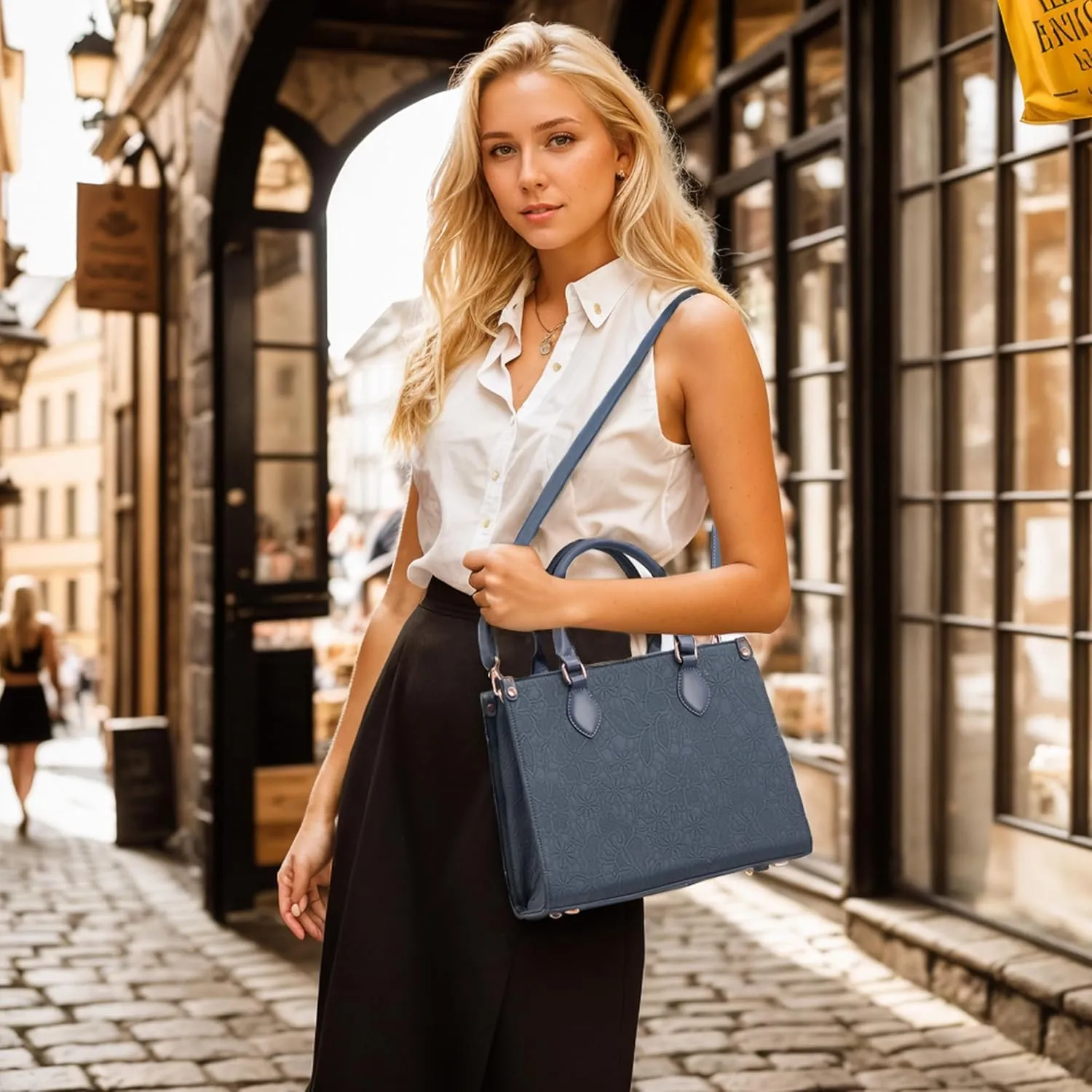 Qiyuer Medium Handbags For Women Vegan Leather Purses Set Satchel Tote Bags With Matching Wallet 2pcs
