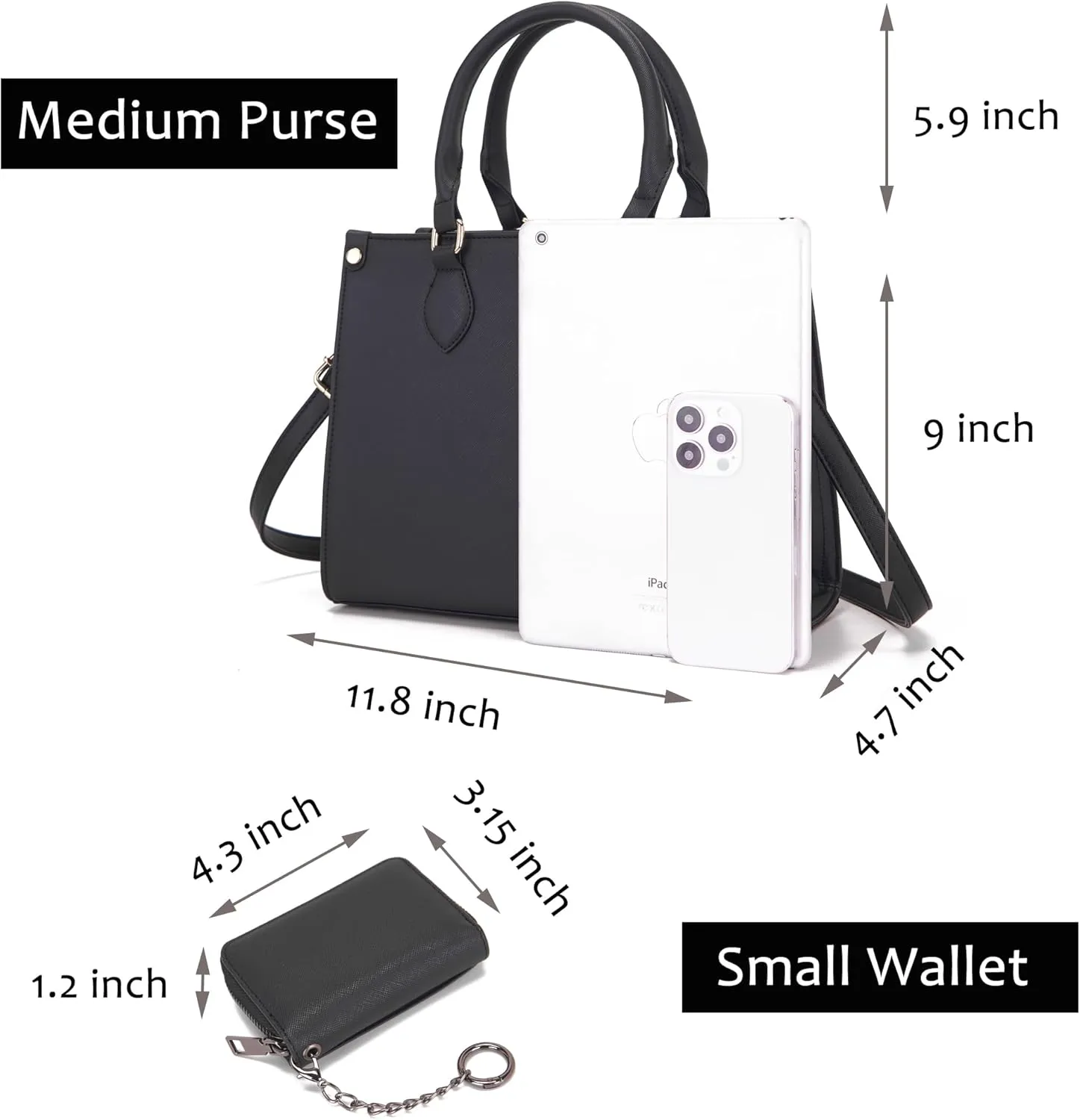 Qiyuer Medium Handbags For Women Vegan Leather Purses Set Satchel Tote Bags With Matching Wallet 2pcs