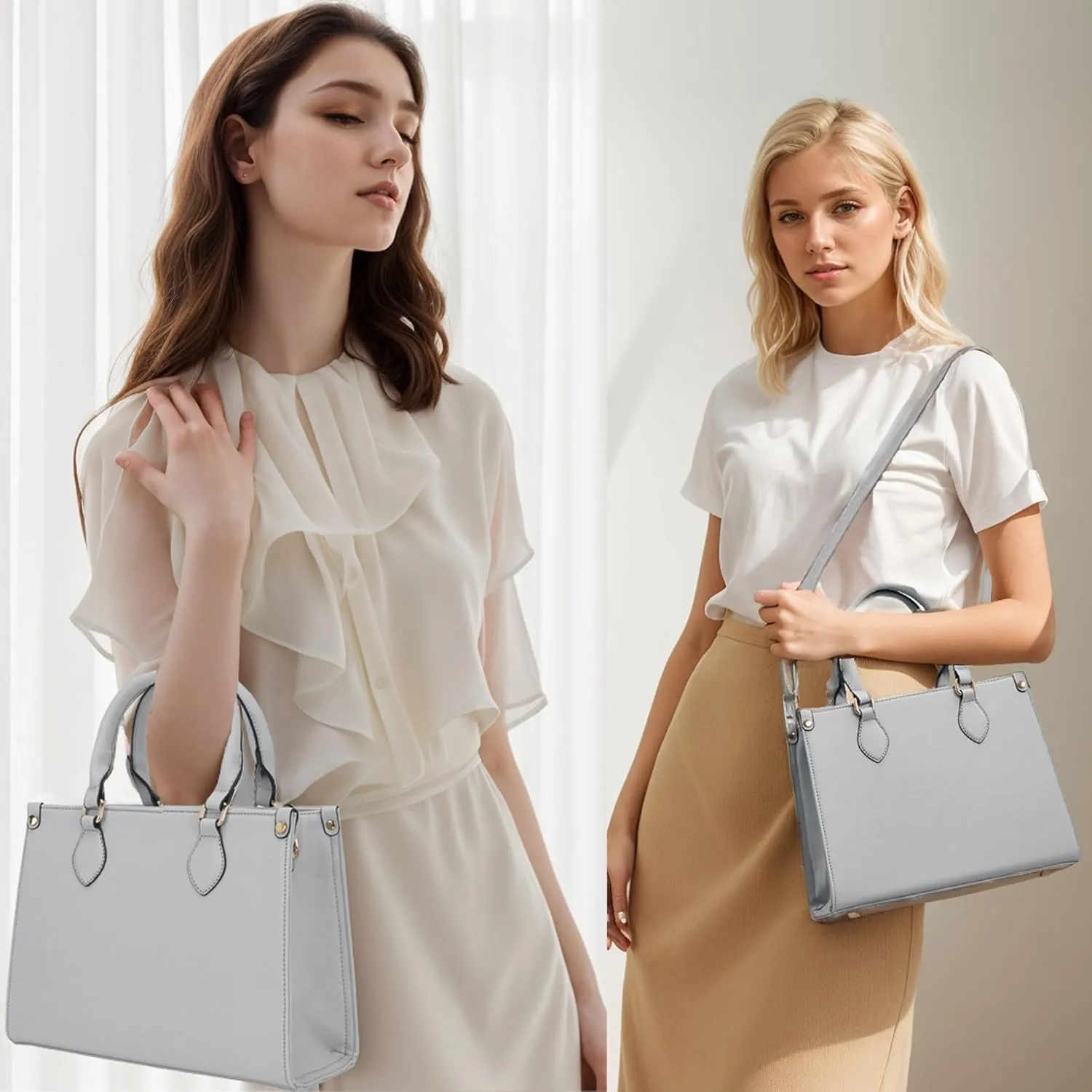 Qiyuer Medium Handbags For Women Vegan Leather Purses Set Satchel Tote Bags With Matching Wallet 2pcs