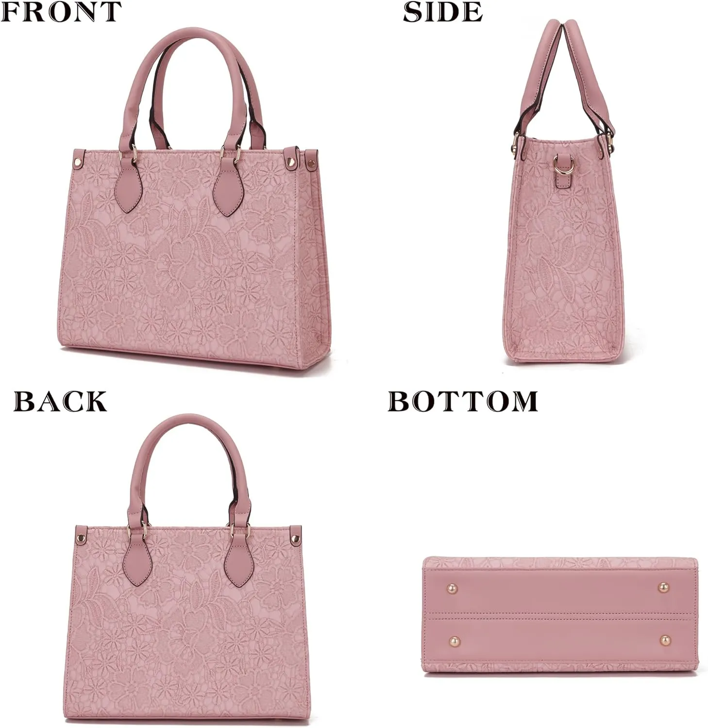 Qiyuer Medium Handbags For Women Vegan Leather Purses Set Satchel Tote Bags With Matching Wallet 2pcs