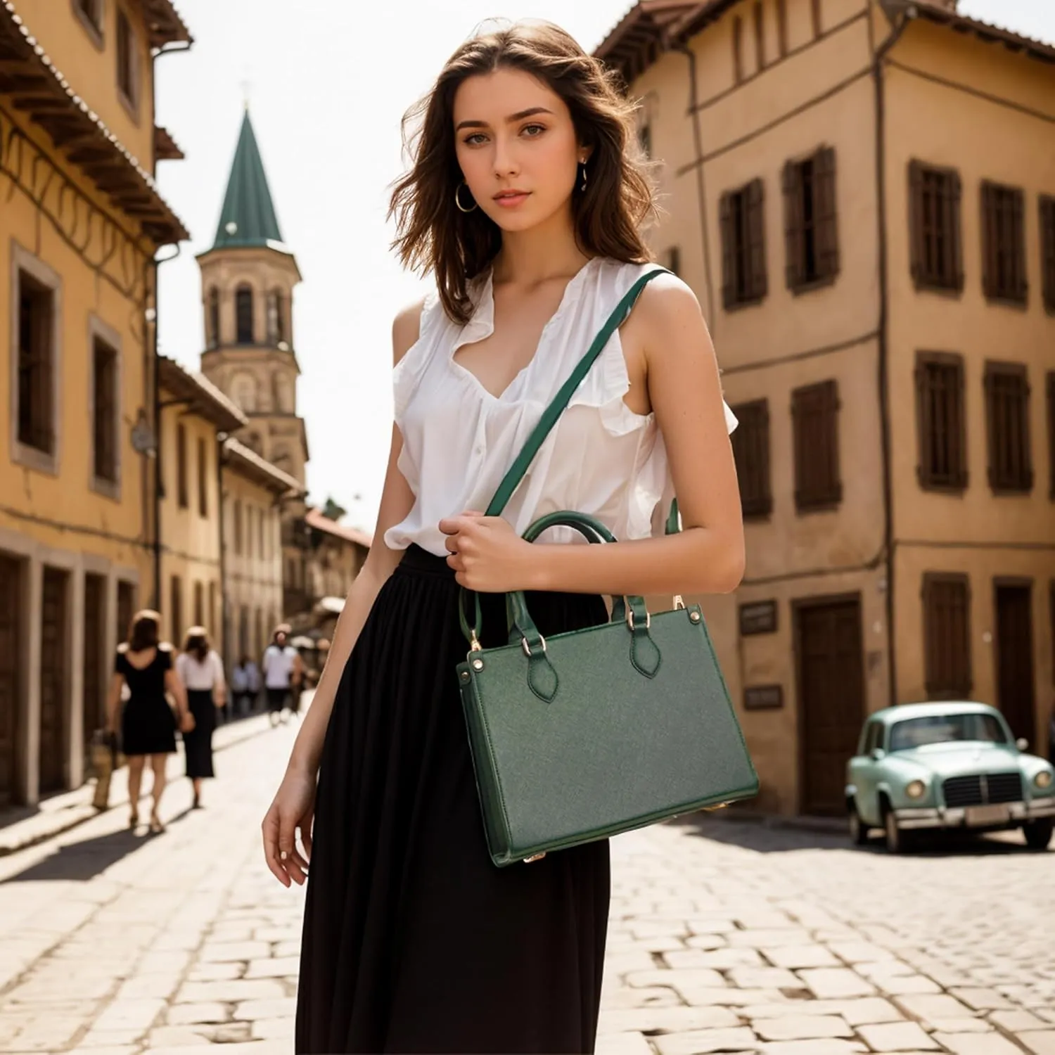 Qiyuer Medium Handbags For Women Vegan Leather Purses Set Satchel Tote Bags With Matching Wallet 2pcs