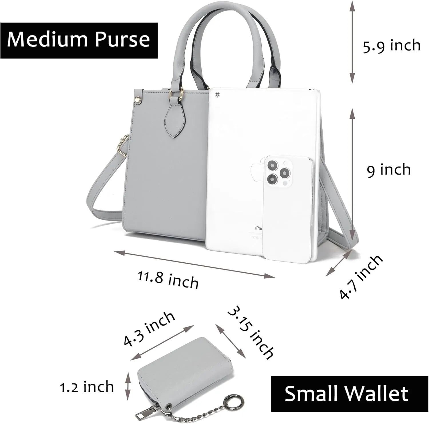 Qiyuer Medium Handbags For Women Vegan Leather Purses Set Satchel Tote Bags With Matching Wallet 2pcs