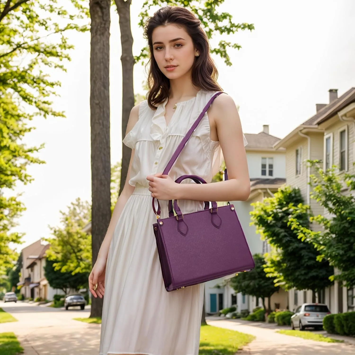 Qiyuer Medium Handbags For Women Vegan Leather Purses Set Satchel Tote Bags With Matching Wallet 2pcs
