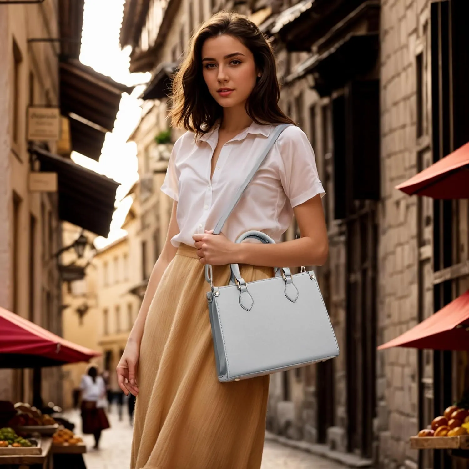 Qiyuer Medium Handbags For Women Vegan Leather Purses Set Satchel Tote Bags With Matching Wallet 2pcs