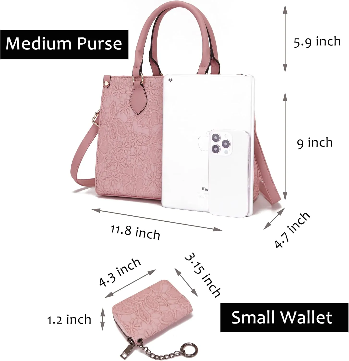 Qiyuer Medium Handbags For Women Vegan Leather Purses Set Satchel Tote Bags With Matching Wallet 2pcs
