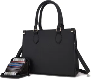 Qiyuer Medium Handbags For Women Vegan Leather Purses Set Satchel Tote Bags With Matching Wallet 2pcs