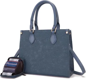 Qiyuer Medium Handbags For Women Vegan Leather Purses Set Satchel Tote Bags With Matching Wallet 2pcs