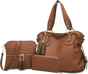 Qiyuer Purses And Wallets Set For Women Tote Handbags Large Hobo Bag Purse With Wallet 3PCS