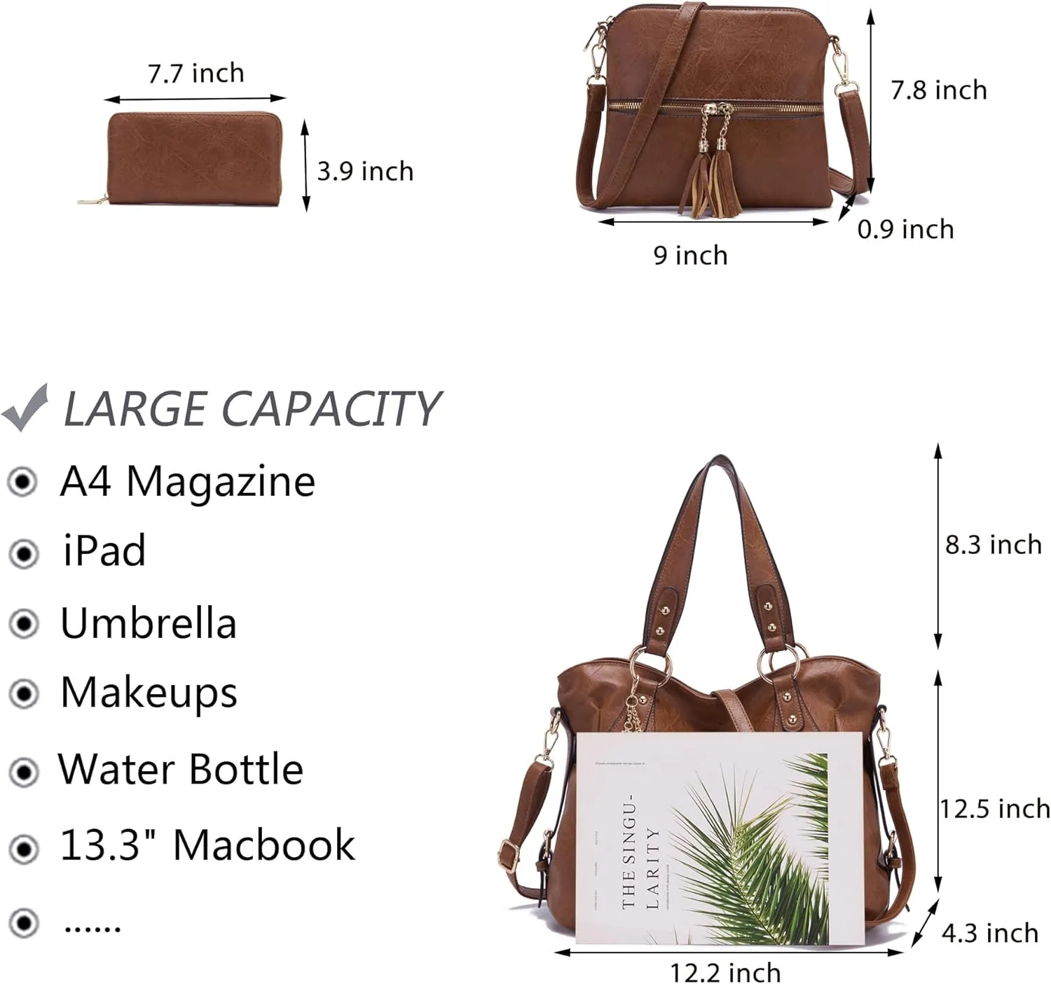 Qiyuer Purses And Wallets Set For Women Tote Handbags Large Hobo Bag Purse With Wallet 3PCS