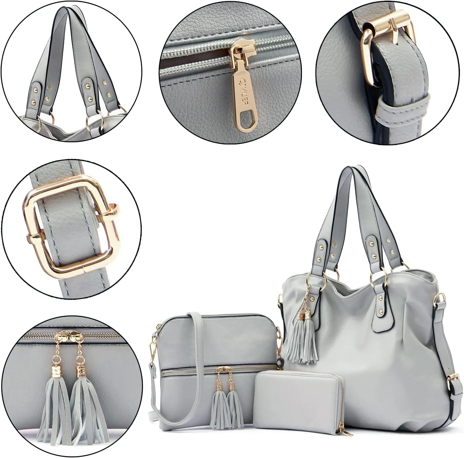 Qiyuer Purses And Wallets Set For Women Tote Handbags Large Hobo Bag Purse With Wallet 3PCS