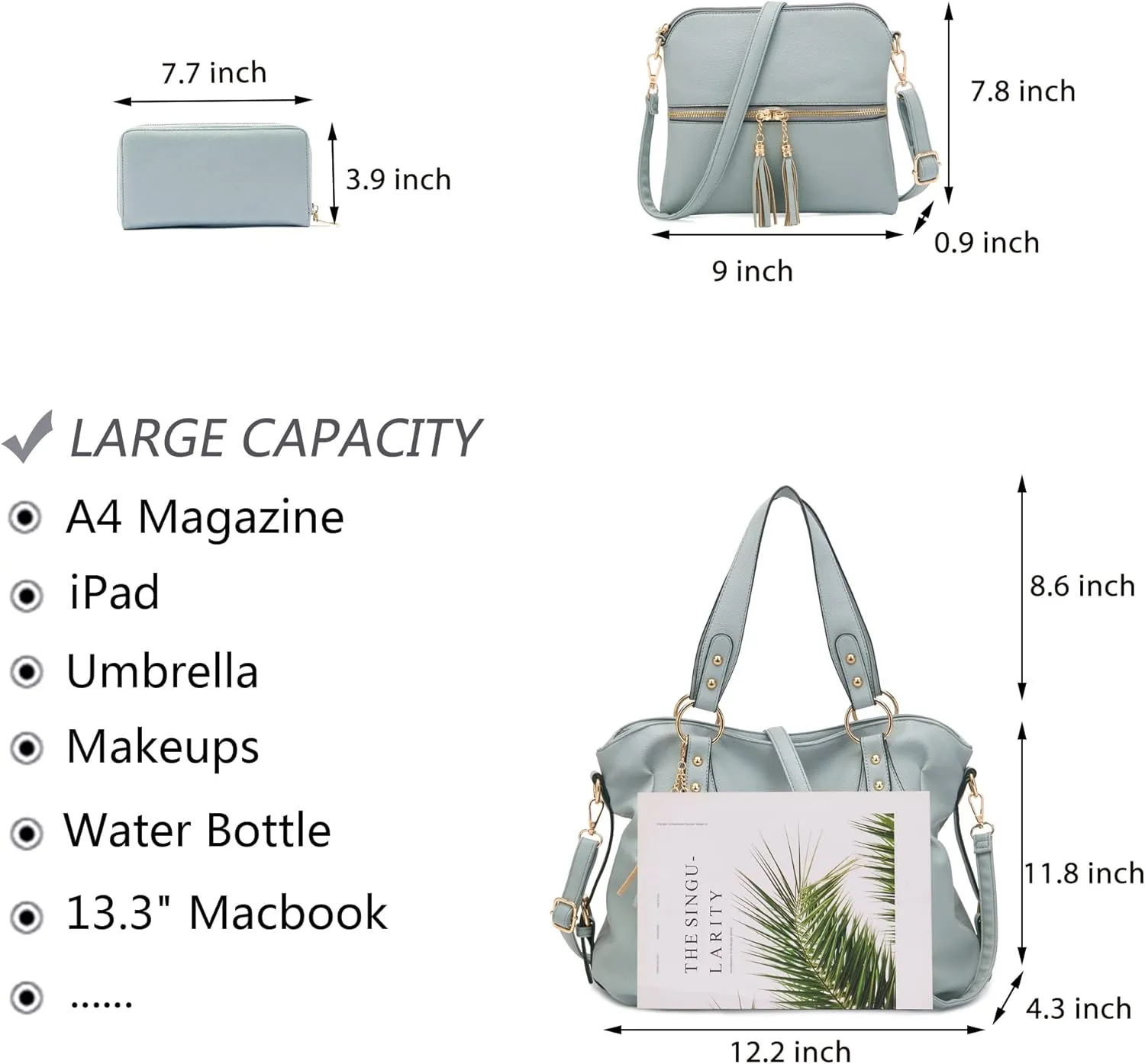 Qiyuer Purses And Wallets Set For Women Tote Handbags Large Hobo Bag Purse With Wallet 3PCS