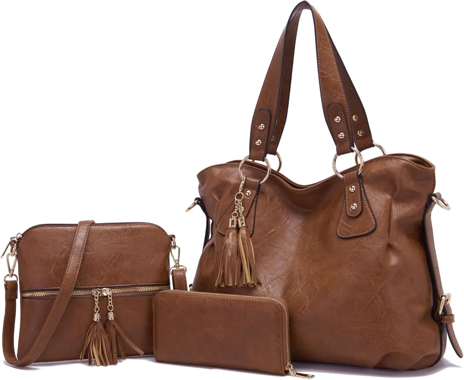 Qiyuer Purses And Wallets Set For Women Tote Handbags Large Hobo Bag Purse With Wallet 3PCS