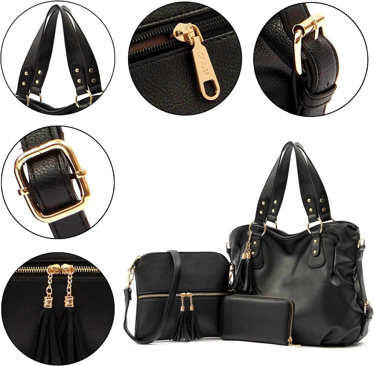 Qiyuer Purses And Wallets Set For Women Tote Handbags Large Hobo Bag Purse With Wallet 3PCS