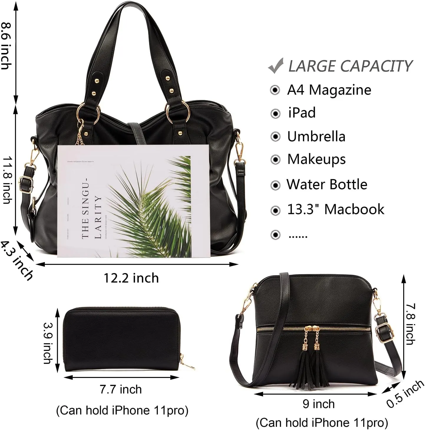 Qiyuer Purses And Wallets Set For Women Tote Handbags Large Hobo Bag Purse With Wallet 3PCS