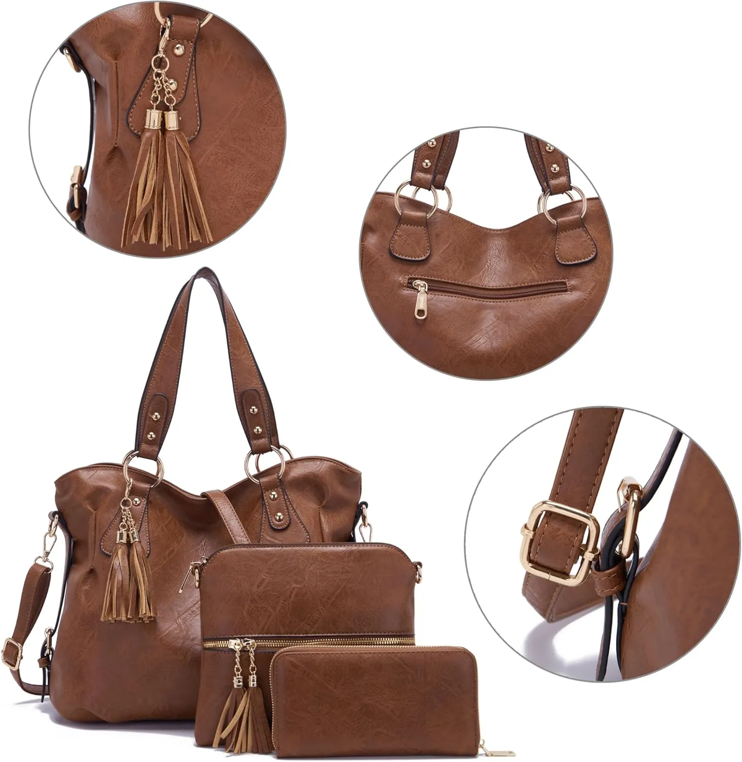 Qiyuer Purses And Wallets Set For Women Tote Handbags Large Hobo Bag Purse With Wallet 3PCS
