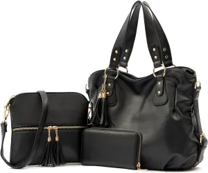 Qiyuer Purses And Wallets Set For Women Tote Handbags Large Hobo Bag Purse With Wallet 3PCS