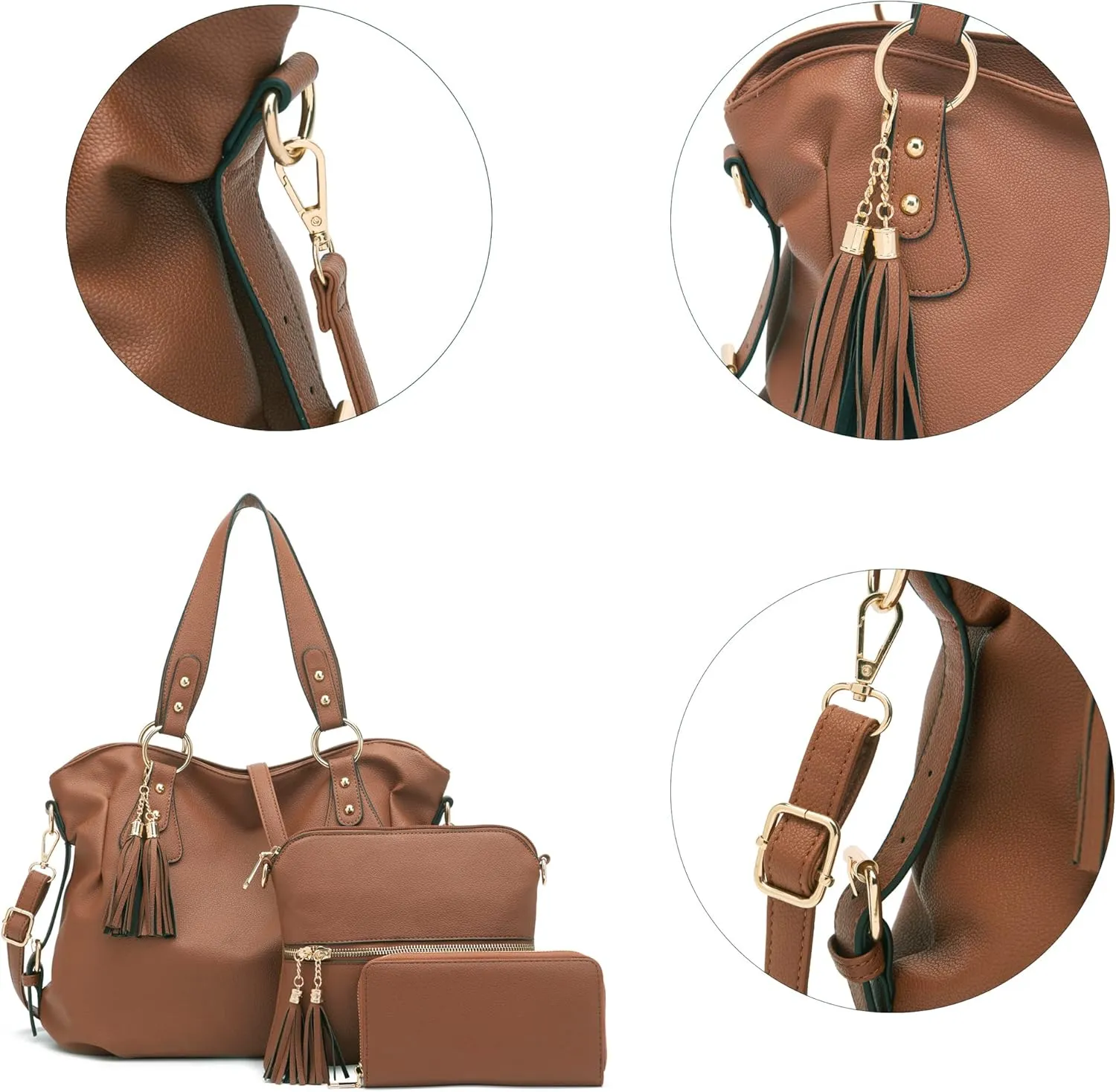Qiyuer Purses And Wallets Set For Women Tote Handbags Large Hobo Bag Purse With Wallet 3PCS