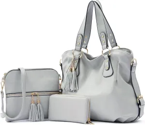 Qiyuer Purses And Wallets Set For Women Tote Handbags Large Hobo Bag Purse With Wallet 3PCS