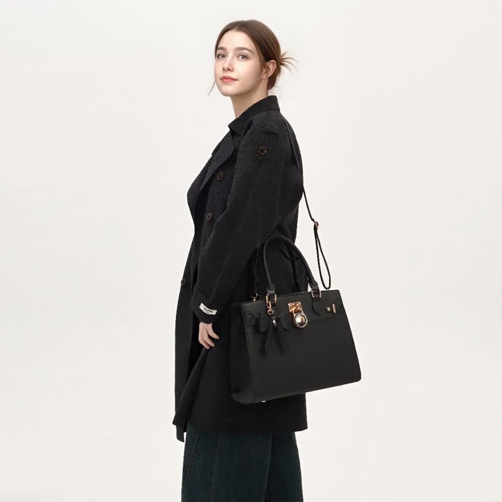 Qiyuer Women Handbags Set Top Handle Satchel Tote Shoulder Work Bag Ladies Purses With Matching Clutch Wallet 2PCS