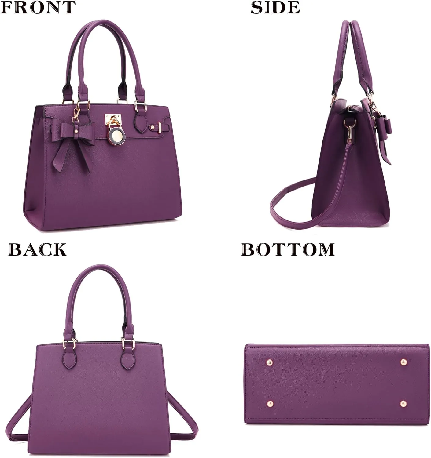 Qiyuer Women Handbags Set Top Handle Satchel Tote Shoulder Work Bag Ladies Purses With Matching Clutch Wallet 2PCS