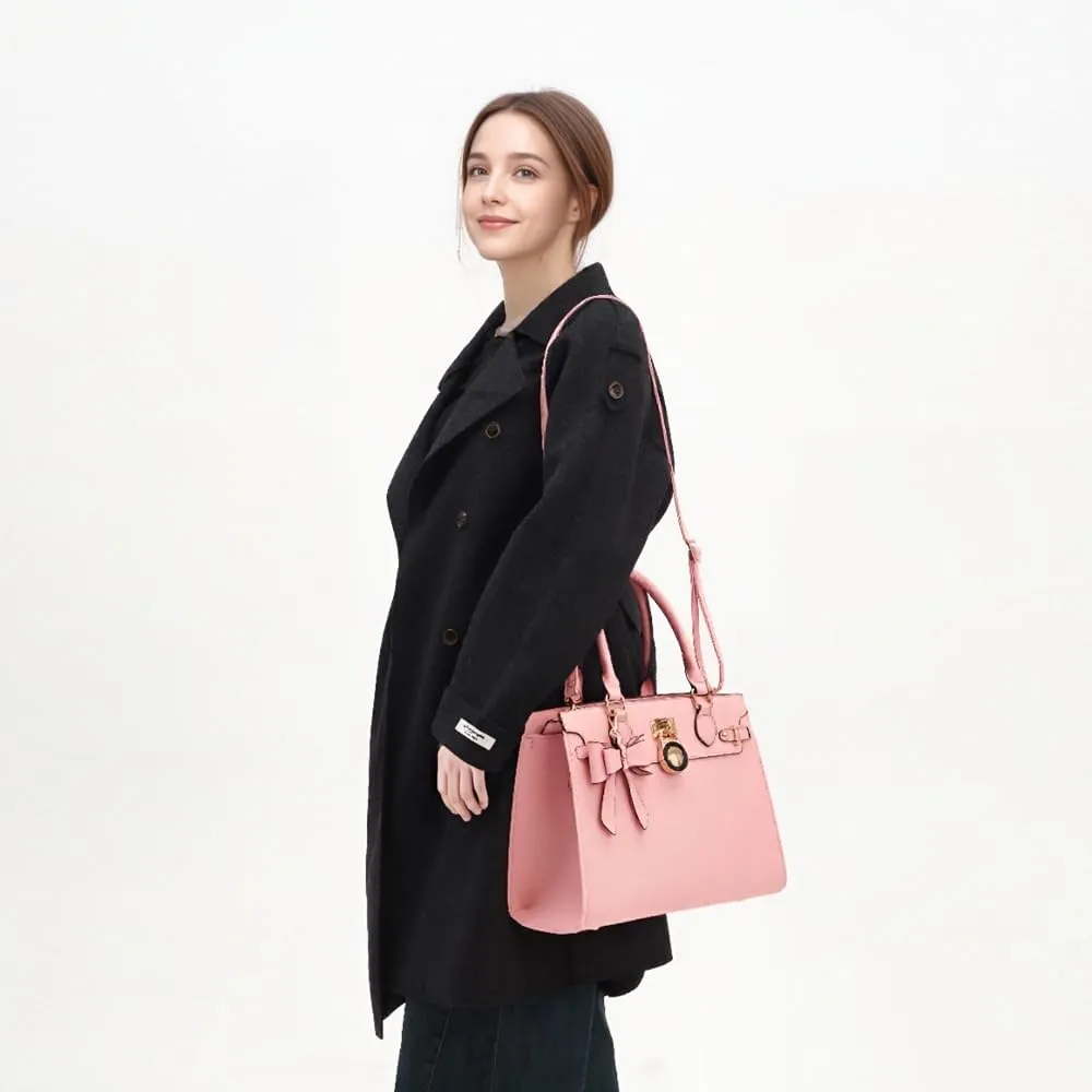 Qiyuer Women Handbags Set Top Handle Satchel Tote Shoulder Work Bag Ladies Purses With Matching Clutch Wallet 2PCS
