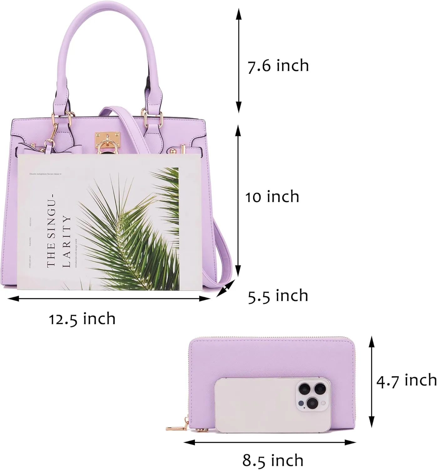 Qiyuer Women Handbags Set Top Handle Satchel Tote Shoulder Work Bag Ladies Purses With Matching Clutch Wallet 2PCS