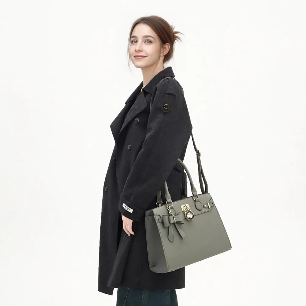 Qiyuer Women Handbags Set Top Handle Satchel Tote Shoulder Work Bag Ladies Purses With Matching Clutch Wallet 2PCS
