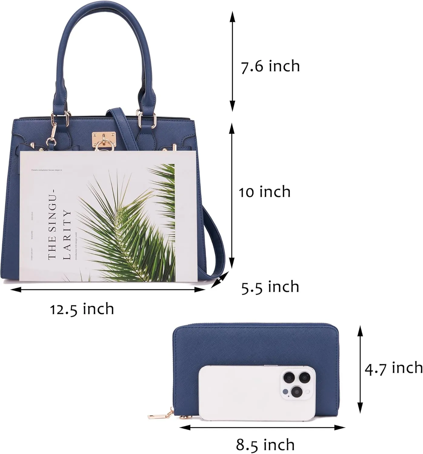 Qiyuer Women Handbags Set Top Handle Satchel Tote Shoulder Work Bag Ladies Purses With Matching Clutch Wallet 2PCS