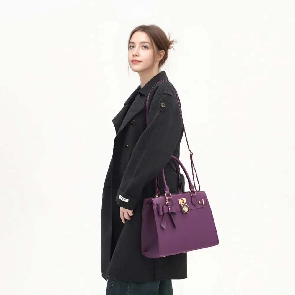 Qiyuer Women Handbags Set Top Handle Satchel Tote Shoulder Work Bag Ladies Purses With Matching Clutch Wallet 2PCS