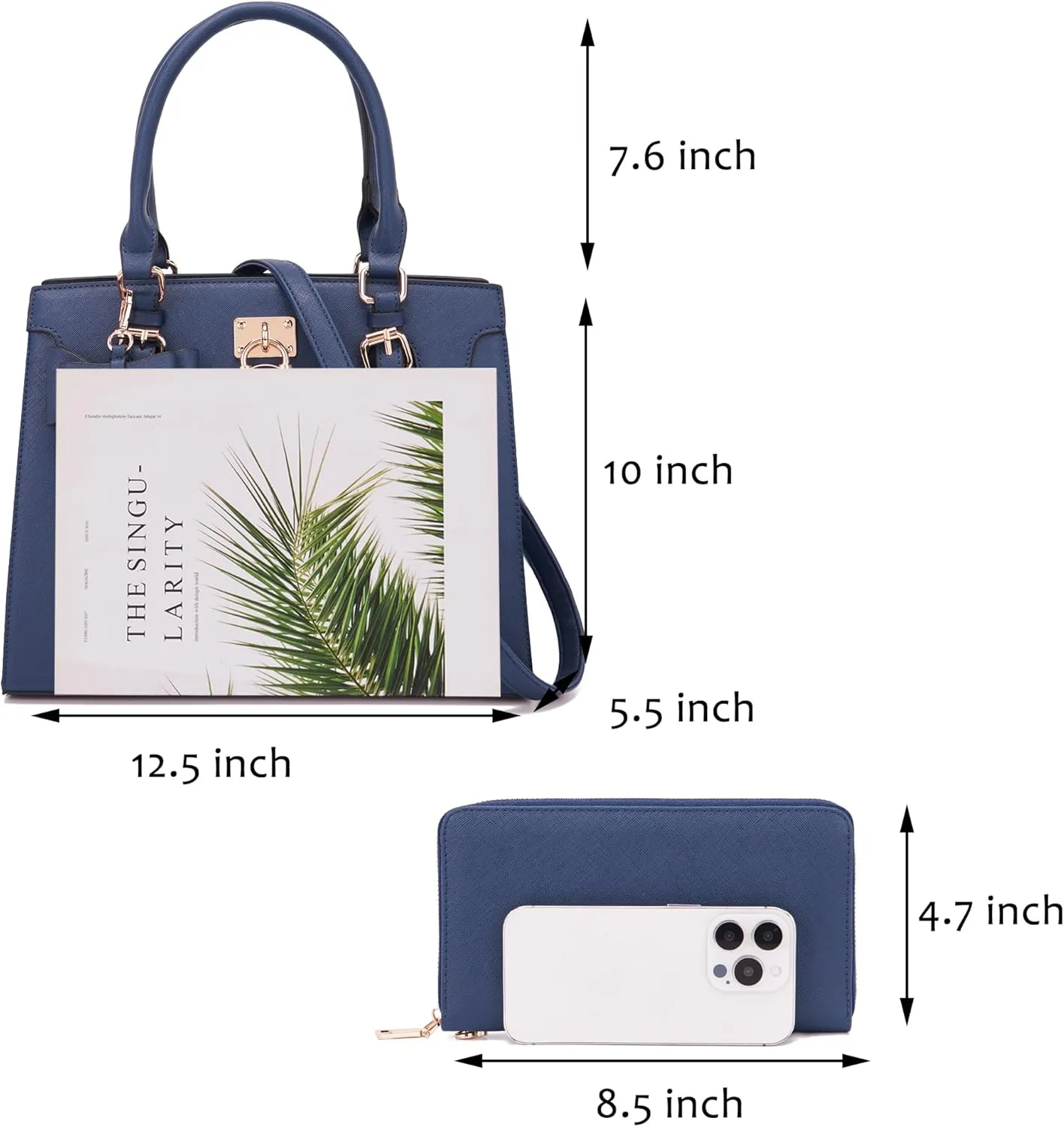 Qiyuer Women Purses And Handbags Set Ladies Top Handle Satchel Tote Shoulder Work Bag With Matching Clutch Wallet 2PCS