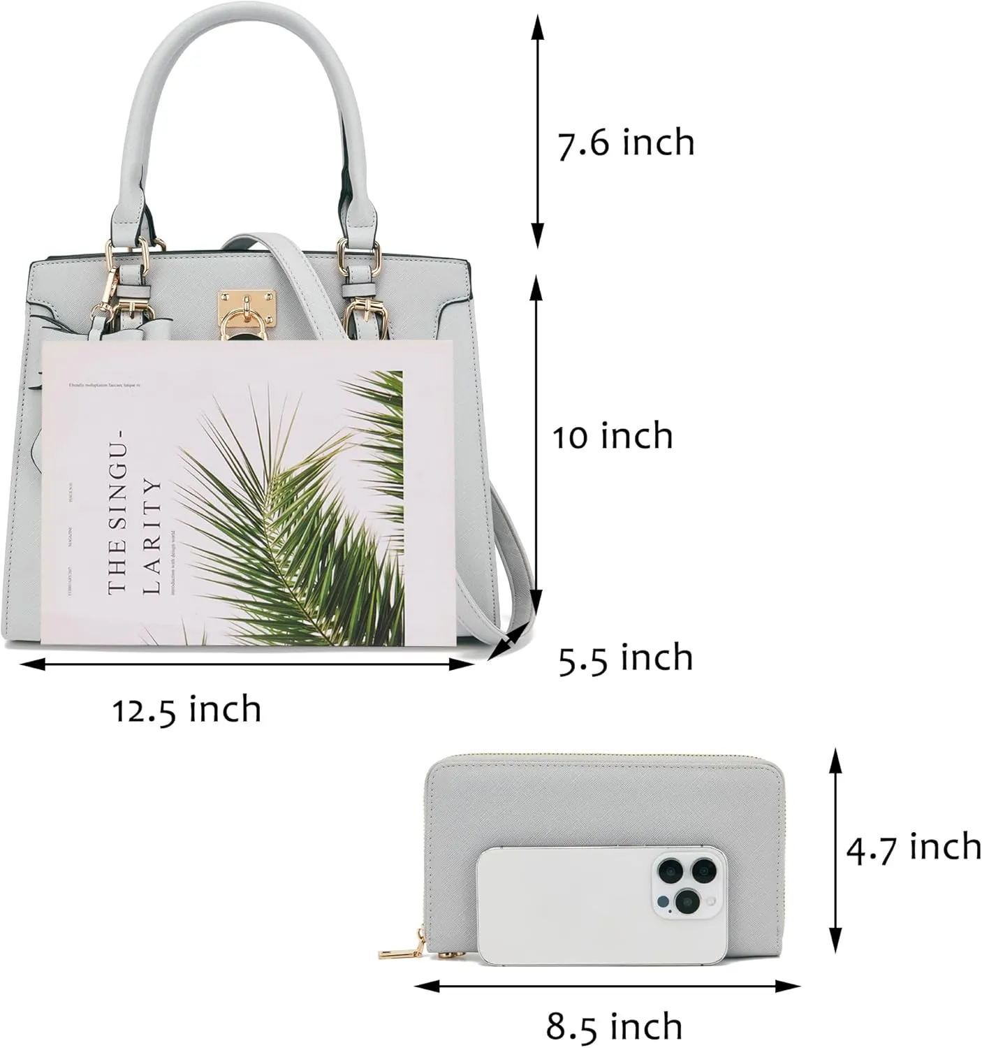 Qiyuer Women Purses And Handbags Set Ladies Top Handle Satchel Tote Shoulder Work Bag With Matching Clutch Wallet 2PCS