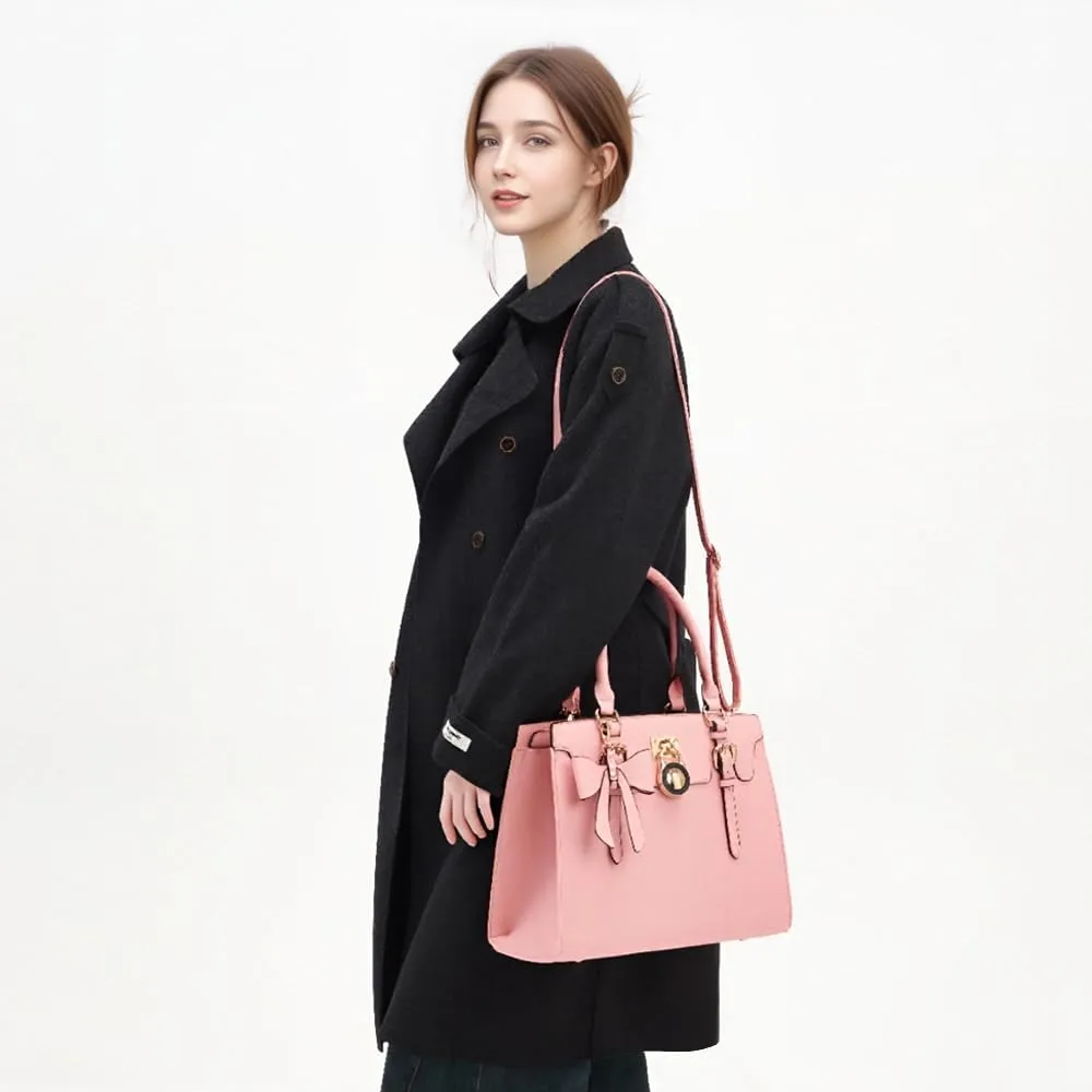 Qiyuer Women Purses And Handbags Set Ladies Top Handle Satchel Tote Shoulder Work Bag With Matching Clutch Wallet 2PCS