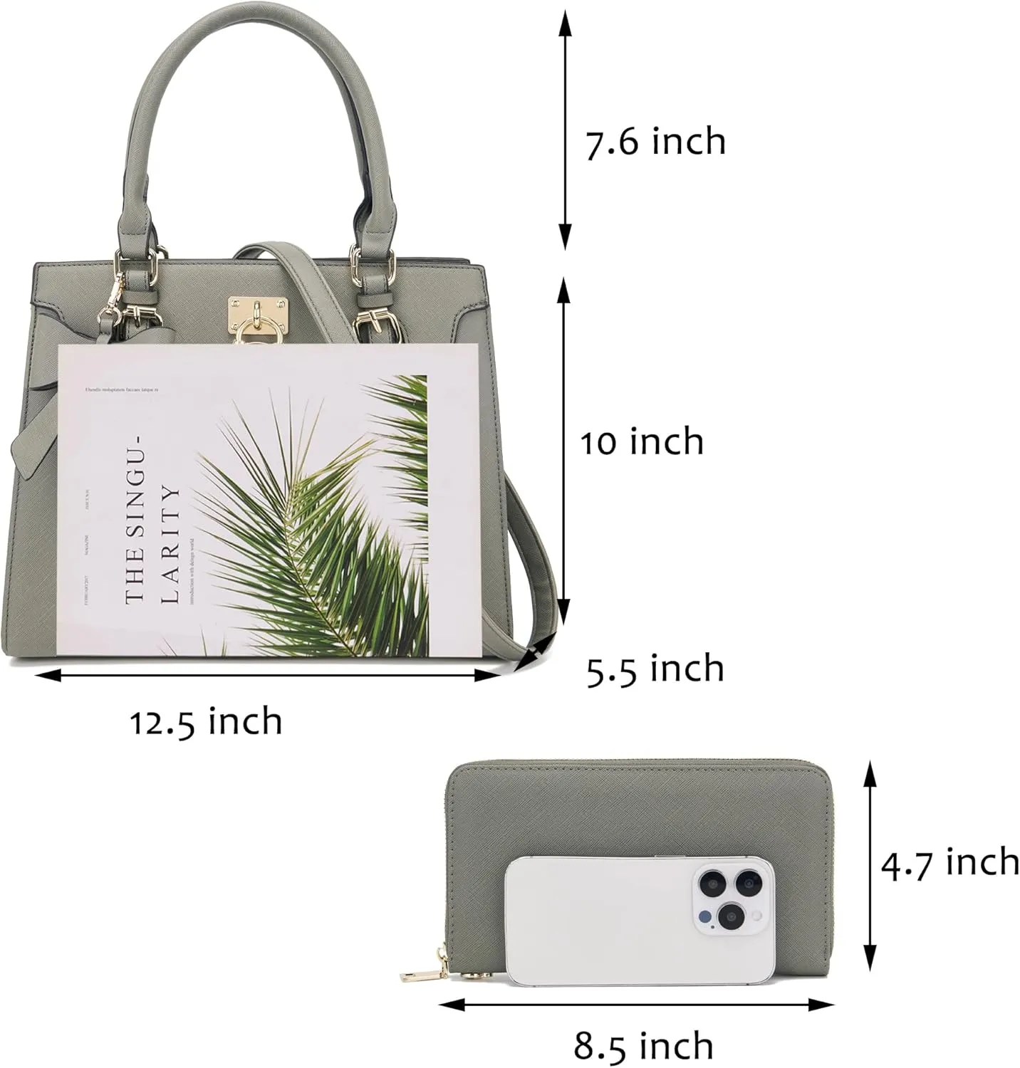 Qiyuer Women Purses And Handbags Set Ladies Top Handle Satchel Tote Shoulder Work Bag With Matching Clutch Wallet 2PCS