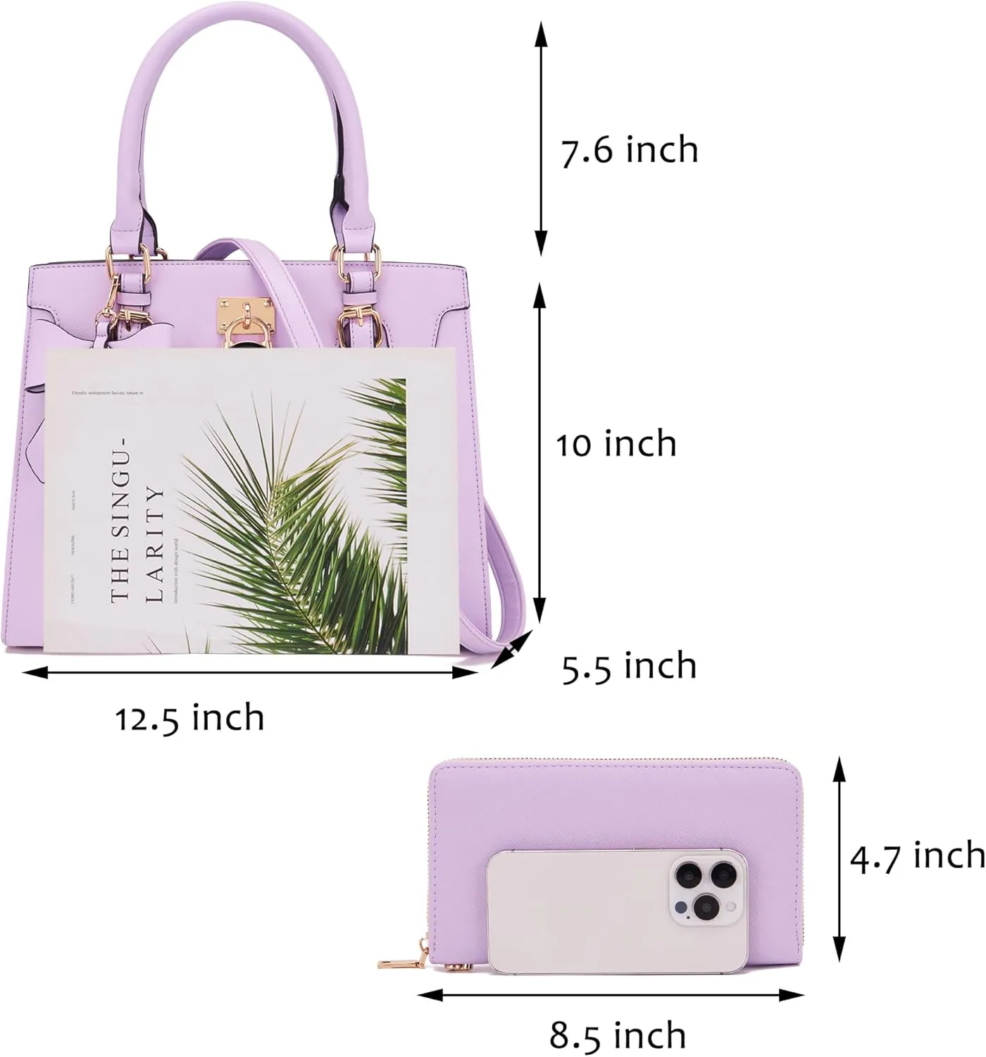 Qiyuer Women Purses And Handbags Set Ladies Top Handle Satchel Tote Shoulder Work Bag With Matching Clutch Wallet 2PCS