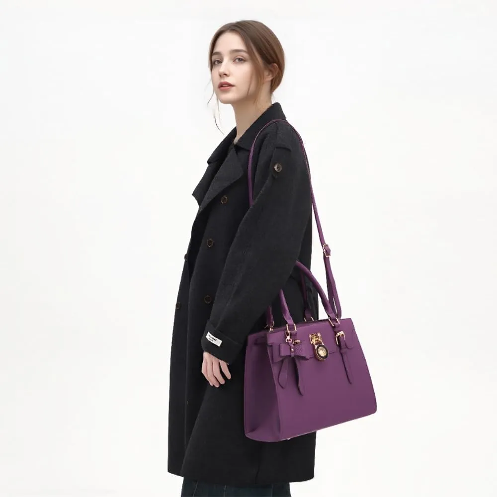 Qiyuer Women Purses And Handbags Set Ladies Top Handle Satchel Tote Shoulder Work Bag With Matching Clutch Wallet 2PCS
