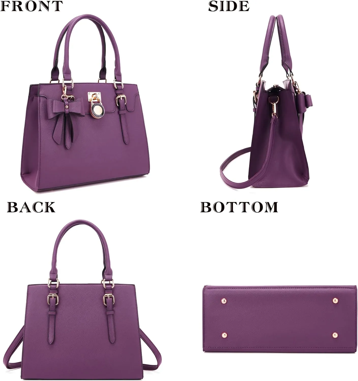 Qiyuer Women Purses And Handbags Set Ladies Top Handle Satchel Tote Shoulder Work Bag With Matching Clutch Wallet 2PCS