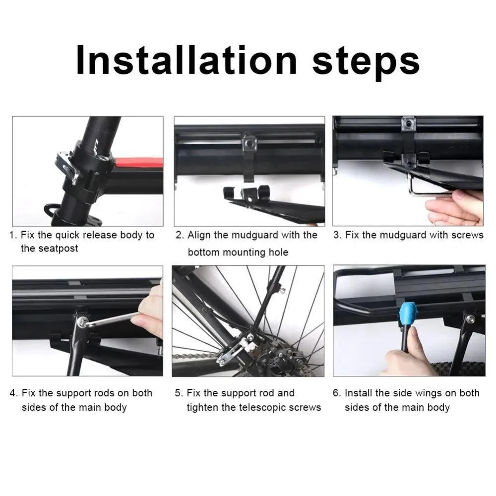Quick Release Adjustable Bike Bicycle Cargo Rack Bike Rear Rack MTB Road Bicycle Bike Cargo Luggage Carrier Rack with Mudguard