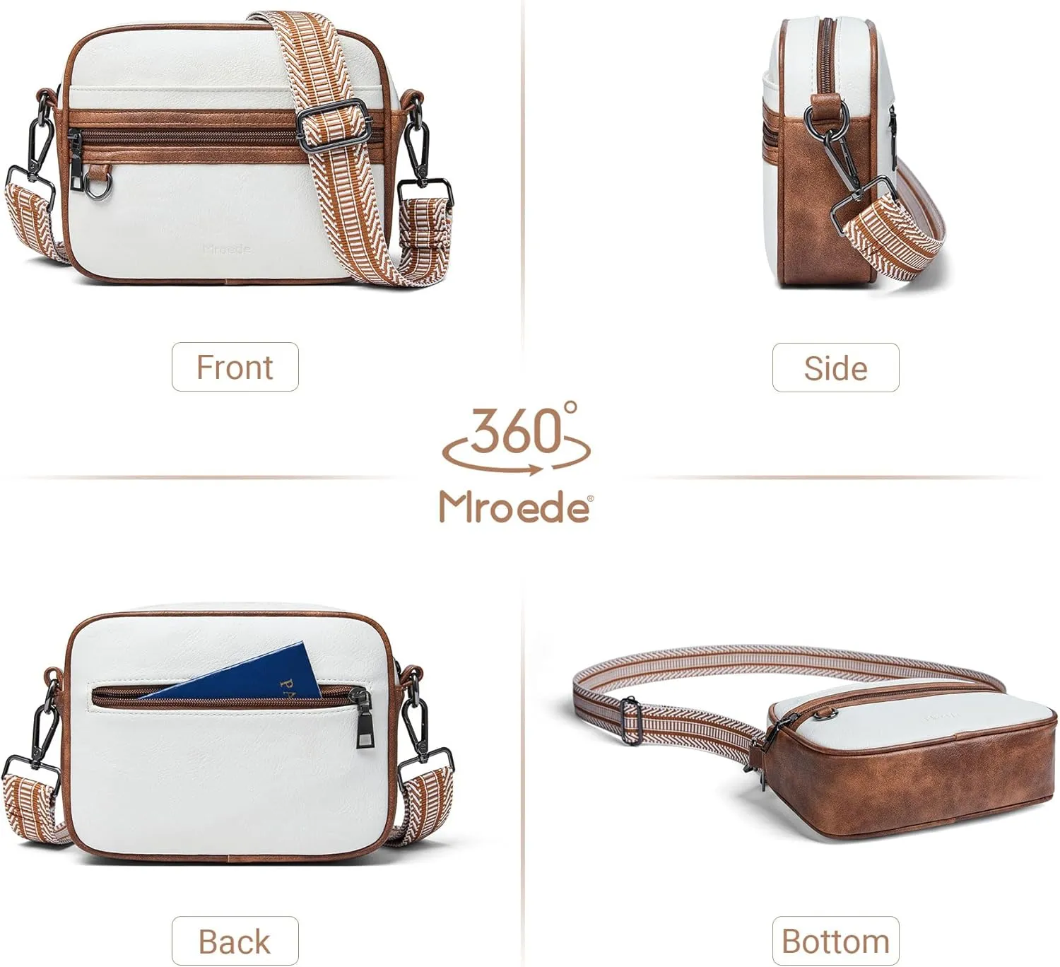 Quilted Crossbody Bags for Women 3-Pockets Crossbody Purses Vegan Leather Shoulder Handbags with Wide Strap