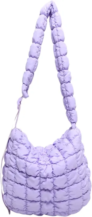 Quilted Nylon Shoulder Crossbody Bag Women Tote Hobos Handbags Puffy Padded Purse Lightweight with Adjustable Shoulder Strap