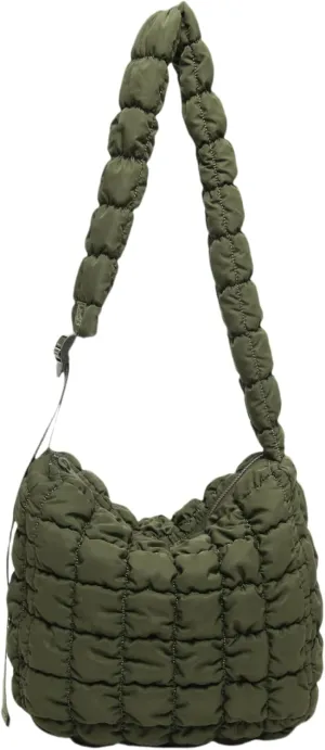Quilted Nylon Shoulder Crossbody Bag Women Tote Hobos Handbags Puffy Padded Purse Lightweight with Adjustable Shoulder Strap