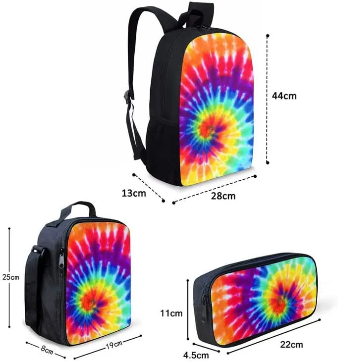Rainbow Splash Shark Book Bags for School Girls Backpack Set Shark Watercolor Painting 3 PCS Lunchbox Small Lunch Bag/Teenager Pencil Case Kids