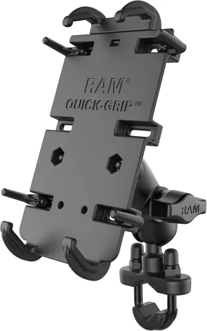 RAM MOUNTS Quick-Grip Large Phone Mount with Handlebar U-Bolt Base RAM-B-149Z-A-PD4U with Short Arm for Motorcycle, ATV/UTV, Bike