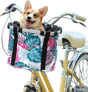 RAYMACE Bicycle Basket Dog Bike Handlebar Basket Front,Folding Detachable Quick Release Easy Install,Cycling Picnic Bag