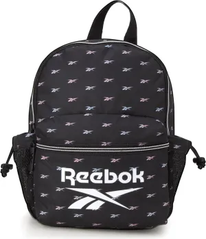 Reebok Women's Backpack - Lightweight Mini Essential Backpack - Small Casual Travel Bag for Women, Black Print Serena
